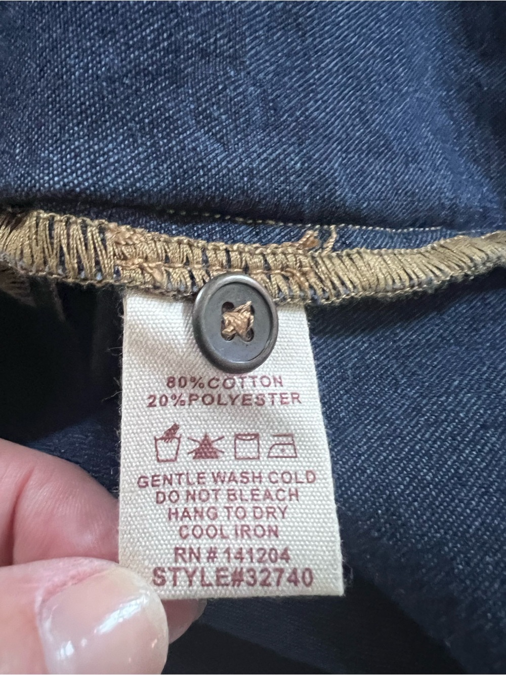 NWT Hem and Thread denim puff sleeve button down sz M - Picture 8 of 9